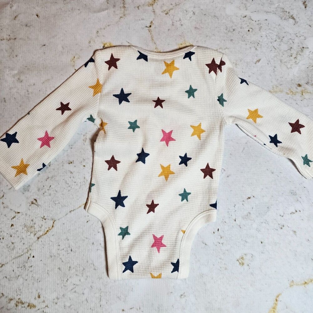Jumping Beans Baby Bean Waffle Knit Bodysuit – Stars Print – Size NB – NEW with - Picture 3 of 3